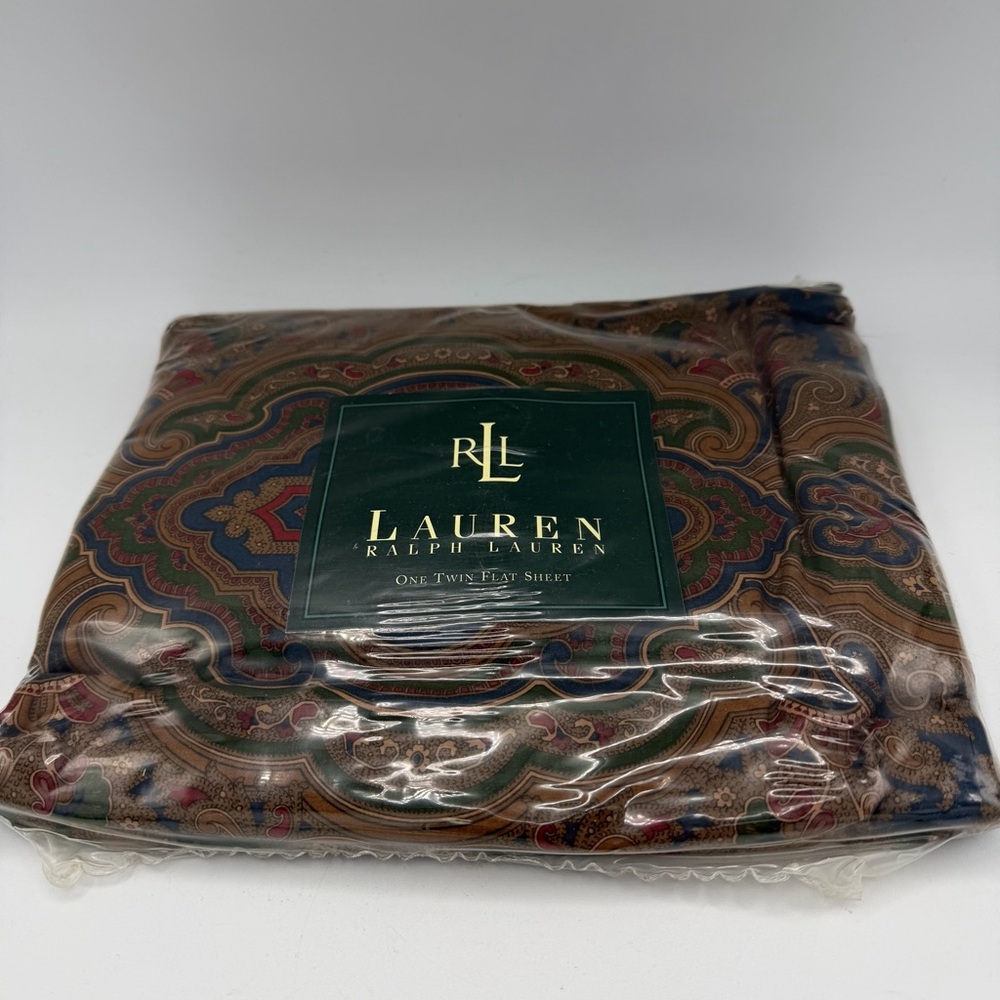 Ralph Lauren Rare Vintage Twin FLAT‎ Sheet BRIANNA Paisley Blue Green NEW